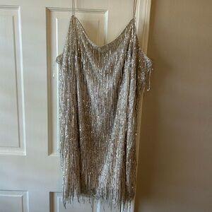 H&M champagne sequin mini dress